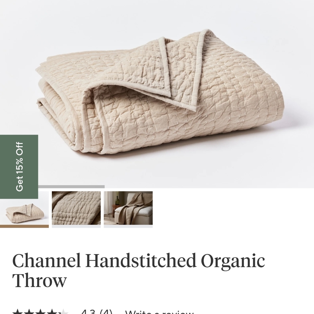 Coyuchi Channel Hand stitched Organic Throw